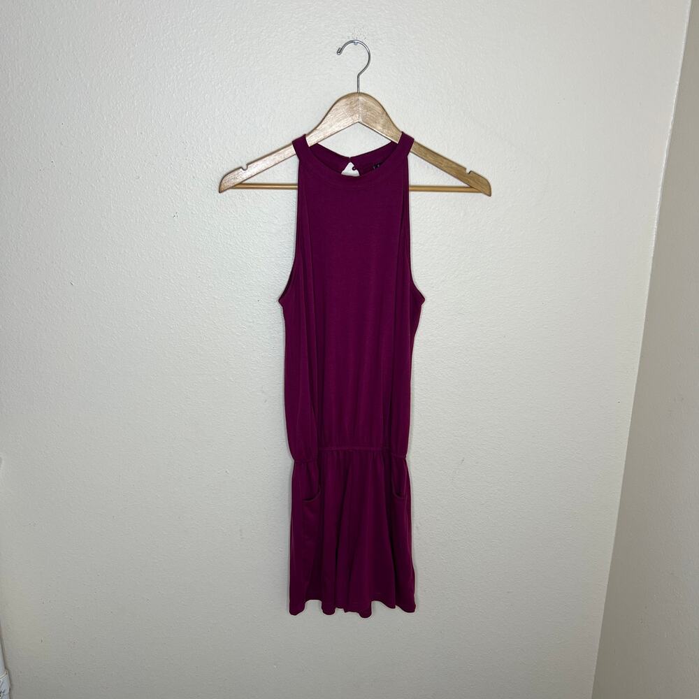 Meroketty Wine Elastic Waist Short Romper Small